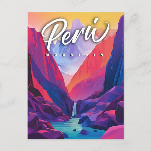 Cartão Postal Montanha Vibrante do Peru: Uma Viagem Contemporâne (Frente)