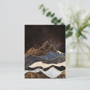 Cartão Postal Montanhas abstrato Marble Sob Céu Estrelado