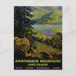 Cartão Postal Montanhas Adirondack Lago Poster vintage Placídico
