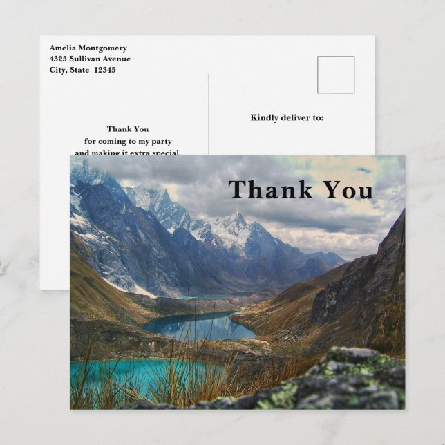 Cartão Postal Montanhas Alpinas Cênicas Foto Obrigado (Frente/Verso)