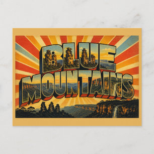 Cartão Postal Montanhas Azuis NSW Austrália Arte de Viagem Vinta