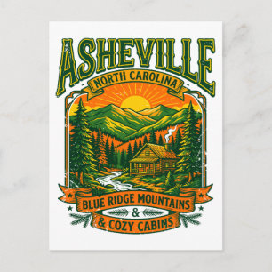 Cartão Postal Montanhas Azul Vintage Asheville Carolina do Norte