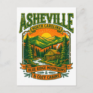 Cartão Postal Montanhas Azul Vintage Asheville Carolina do Norte