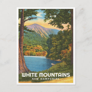 Cartão Postal Montanhas Brancas, New Hampshire lago vintage