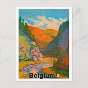 Cartão Postal Montanhas da Bélgica, rio pequeno, paisagem
