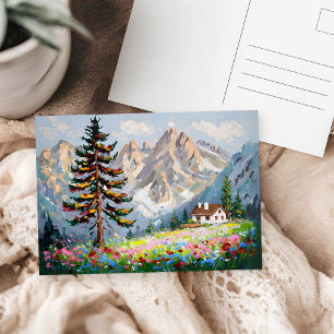Cartão Postal Montanhas de Aquarela Plantação de Cárter Flores S