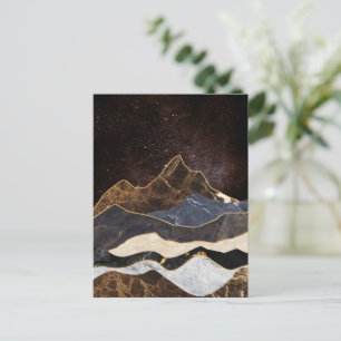 Cartão Postal Montanhas de Mármore Abstratas Sob o Céu Estrelado