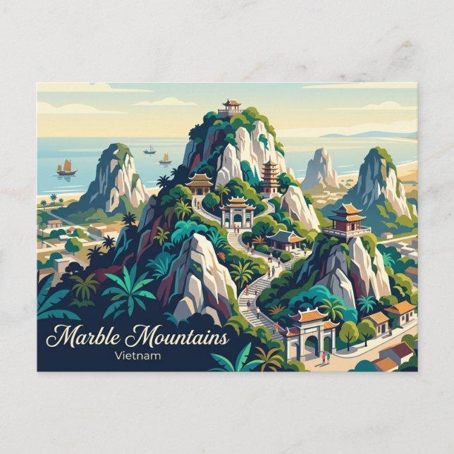 Cartão Postal Montanhas de Mármore Vietnam (Frente)
