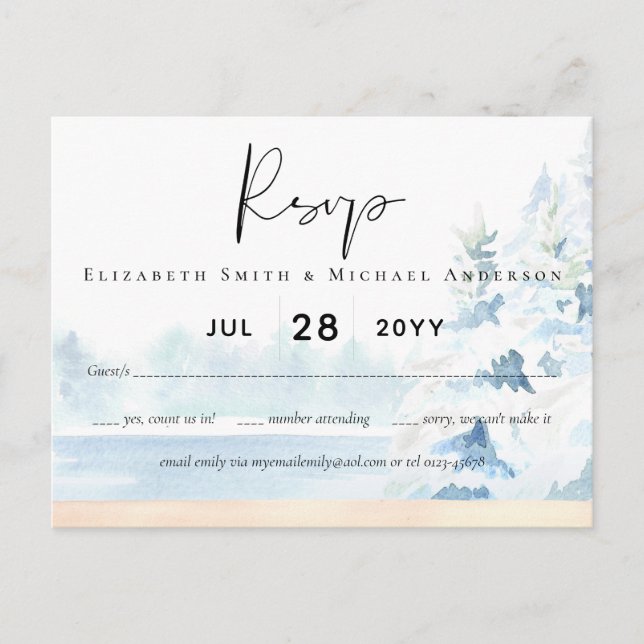 Cartão Postal Montanhas de neve do orçamento das árvores de inve (Frente)