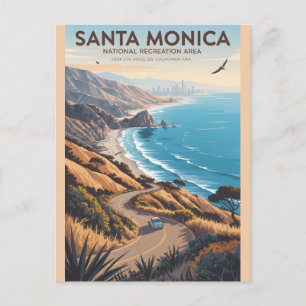 Cartão Postal Montanhas de Santa Mônica Cartaz de Viagem Vinta