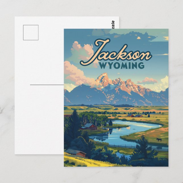 Cartão Postal Montanhas de Tetons do Ranking Jackson Hole Wyomin (Frente/Verso)