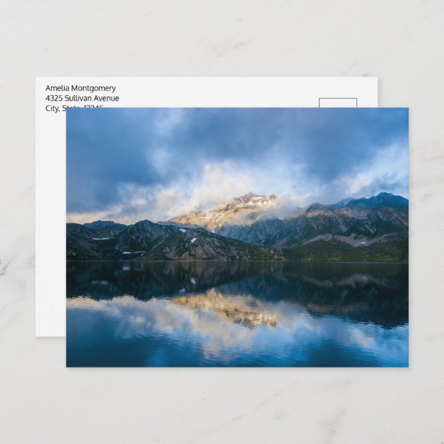 Cartão Postal Montanhas e Lagoa Foto da Natureza Cênica (Frente/Verso)