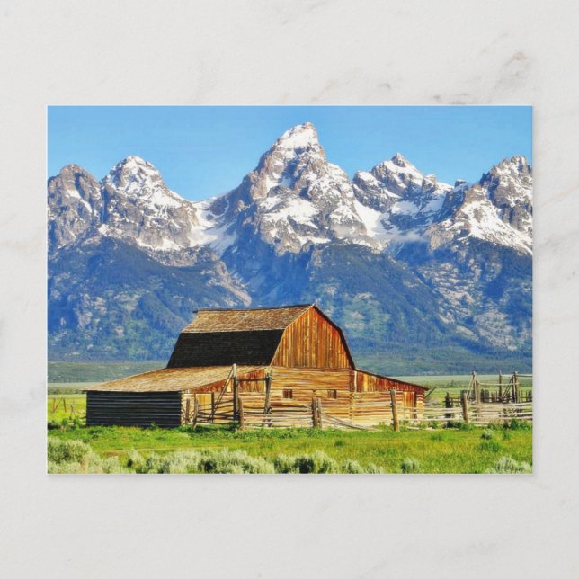 Cartão Postal Montanhas grandes de Tetons dos celeiros (Frente)