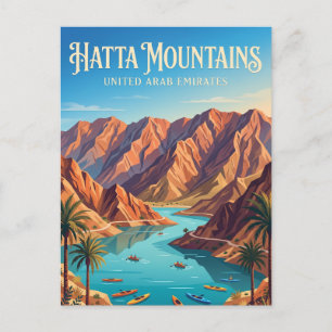 Cartão Postal Montanhas Hatta e Barragem Hatta Emirados Árabes U