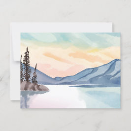 Cartão Postal Montanhas Nebulosas | Aquarela do Lago Tahoe