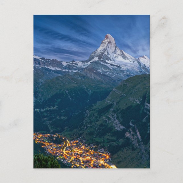 Cartão Postal Montanhas | O Matterhorn, Zermatt, Alpes Suíços (Frente)