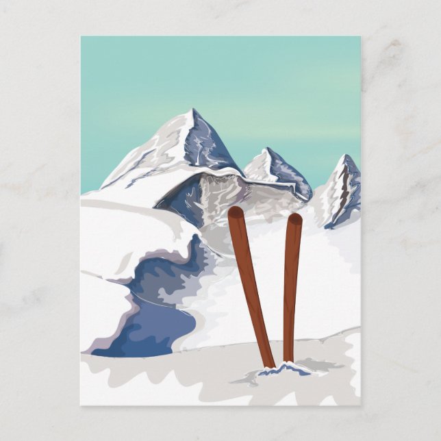Cartão Postal Montanhas para Esqui (Frente)