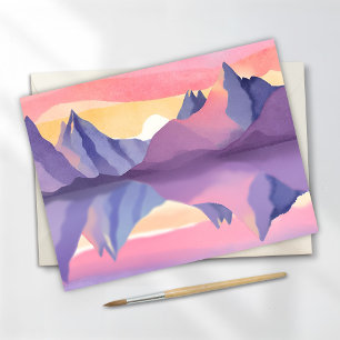 Cartão Postal Montanhas Pastel   Céu Aquarela