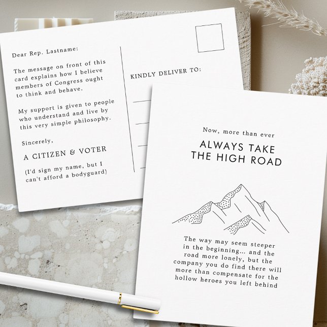 Cartão Postal Montanhas pegam a estrada alta para o Congresso (Take the High Road Abstract Mountains Postcard for Congress Revised for Safety)