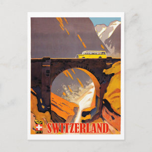 Cartão Postal Montanhas suiça, companhia aérea vintage viagem