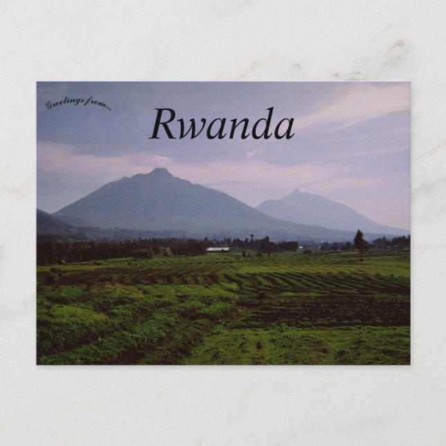 Cartão Postal Montanhas Virunga em Ruanda (Frente)