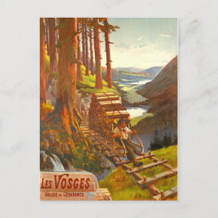 Cartão Postal Montanhas Vosges, Ponte Wooden, França