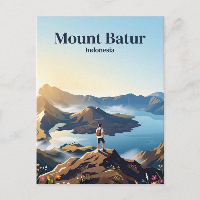 Cartão Postal Monte Batur Indonésia (Frente)