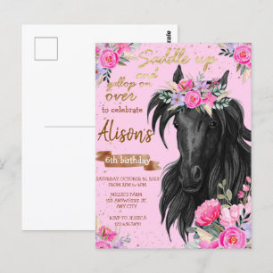 Cartão Postal Monte Cavalos Aniversário da Cowgirl