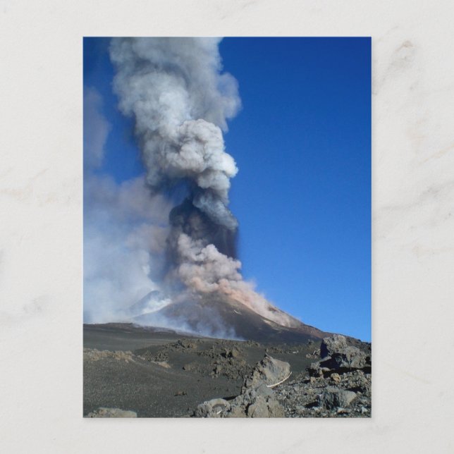 Cartão Postal Monte Etna - erupção vulcânica (Frente)