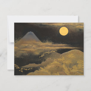 Cartão Postal Monte Fuji com Lua - Ouro: