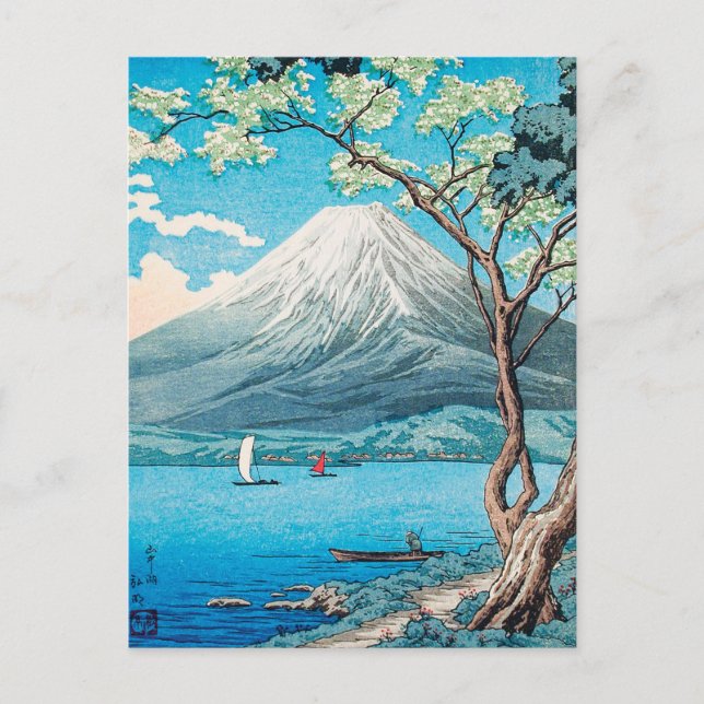 Cartão Postal Monte Fuji do lago Yamanaka por Hiroaki Takahashi (Frente)