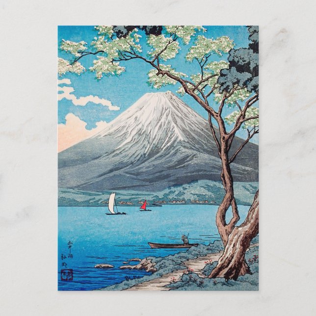 Cartão Postal Monte Fuji do lago Yamanaka, Takahashi, japonês (Frente)