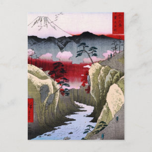 Cartão Postal Monte Fuji e Pássaros no Japão por volta de 1800