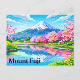 Cartão Postal Monte Fuji (Fujisan) com Flores de Cerejeira Japão