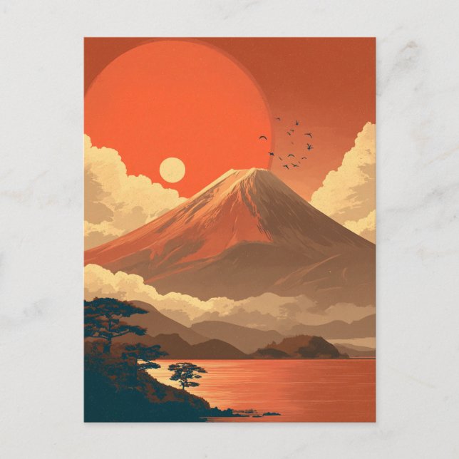 Cartão Postal Monte Fuji Japão vintage (Frente)
