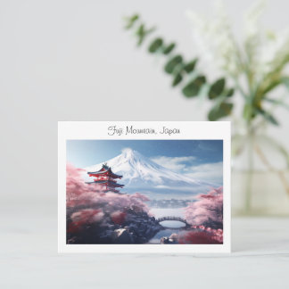 Cartão Postal Monte Fuji pintado na temporada de flor de cerejei