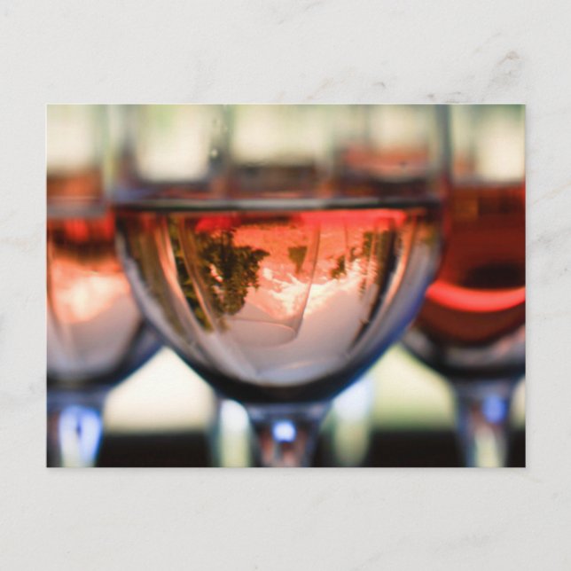 Cartão Postal Monte Hood num Vidro de Vinho (Frente)