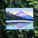 Cartão Postal Monte Hood Sunrise no Lago Perdido<br><div class="desc">Pintura aquosa do nascer do sol do Monte Hood inspirada em uma visita ao Lago Perdido. Mão pintada por mim para você. Adicione ou edite seu próprio texto se quiser personalizá-lo. Certifique-se de verificar meu compro por coisas mais divertidas!</div>