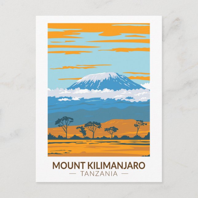 Cartão Postal Monte Kilimanjaro Tanzânia Africa Vintage (Frente)