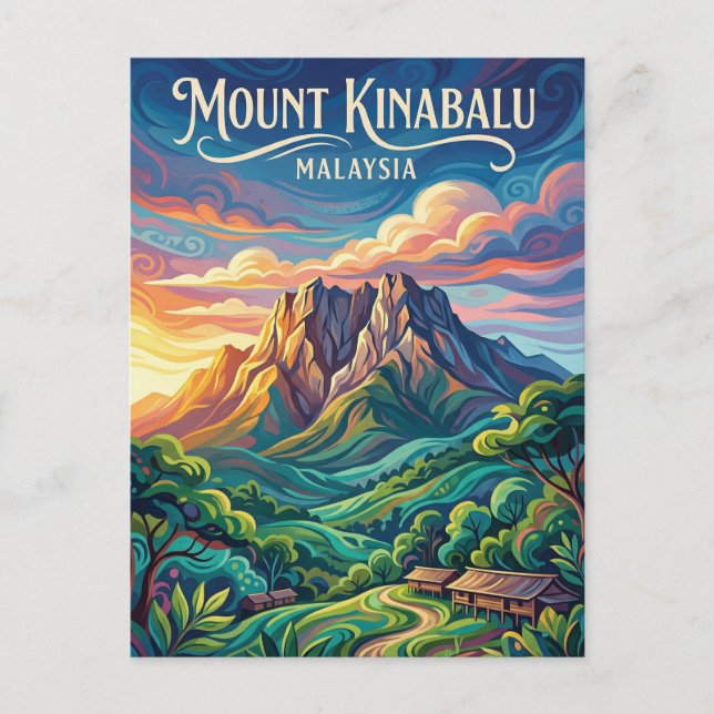Cartão Postal Monte Kinabalu Malásia (Frente)