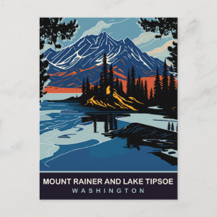 Cartão Postal Monte Rainer e Lago Tipsoe, WA, Viagem