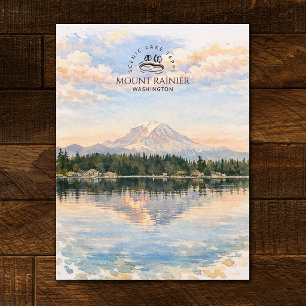 Cartão Postal Monte Rainier, Lago Tapps, Washington   Aquarela