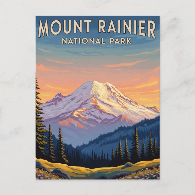 Cartão Postal Monte Rainier National Park viagem Washington (Frente)