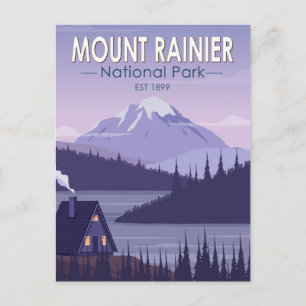 Cartão Postal Monte Rainier National Park Washington Cabin Retro