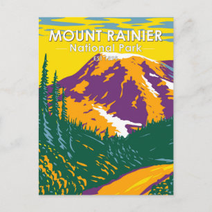 Cartão Postal Monte Rainier National Park Washington Retro