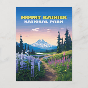 Cartão Postal Monte Rainier National Park Washington Retro
