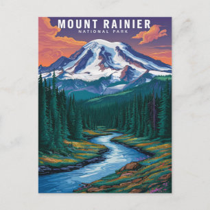 Cartão Postal Monte Rainier National Park Watercolor