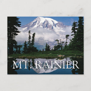 Cartão Postal Monte Rainier Reflexo em uma Lagoa de Montanha