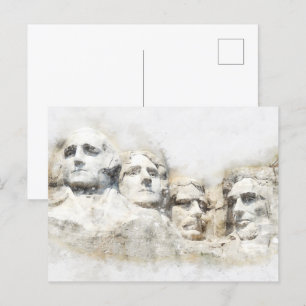 Cartão Postal Monte Rushmore aquarela