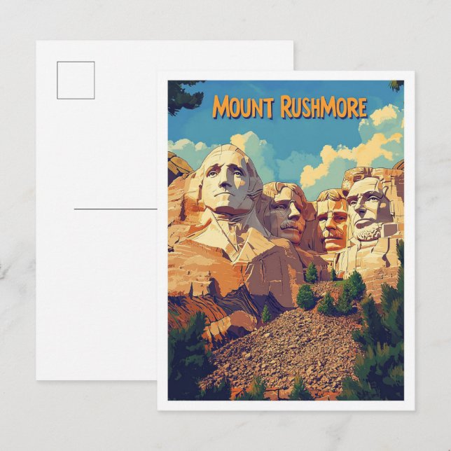 Cartão Postal Monte Rushmore Keystone South Dakota EUA Viagem (Frente/Verso)